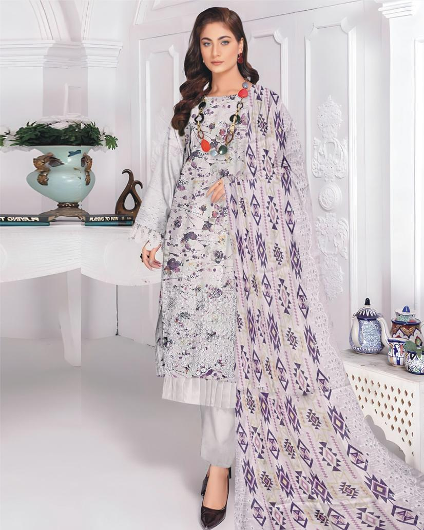 3PC Lawn – Bana Dora, Chikankari & Voile Dupatta | Vol-10-8