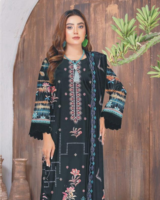 Woman wearing a traditional outfit with fabric details on a wooden door background