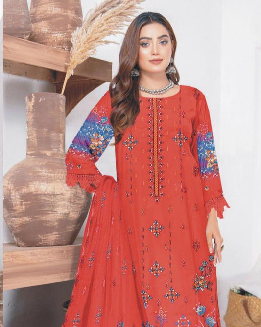 Unstitched 3PC Lawn – Digital Print & Embroidered Dupatta | Vol-55-2